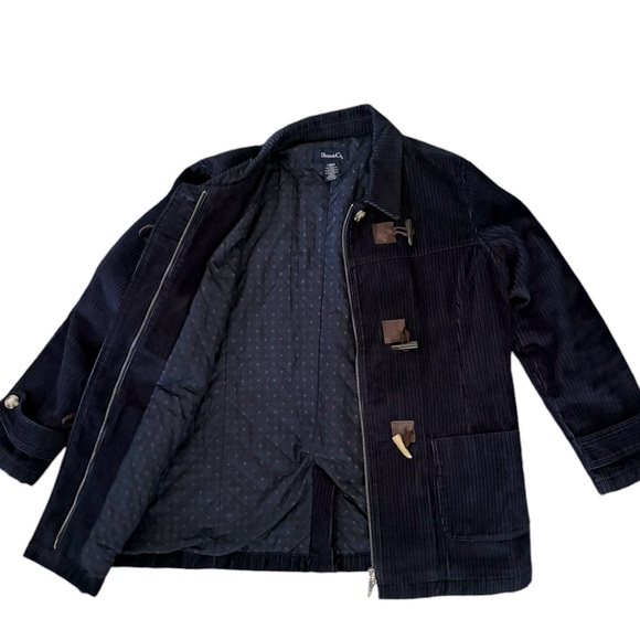 Denim and Co Navy Blue Mid Thigh Corduroy Winter Jacket Coat Women Size Large - Picture 7 of 12
